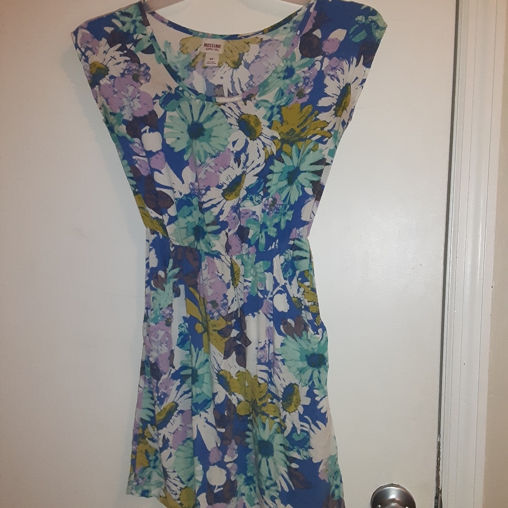 Blue floral print dress